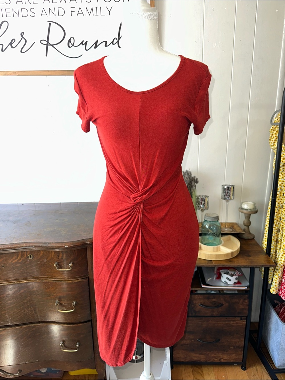 Maurices orange Twist-Knot Midi Dress